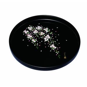 丸盆 黒 さくら桜 30cm