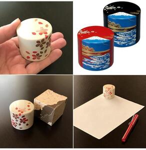 紀州漆器 文鎮 ペーパーウェイト 丸型 溜 折鶴【YG167】