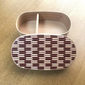 紀州漆器 曲げわっぱ 弁当箱 矢羽 朱（九州国産日田杉）［YS93］