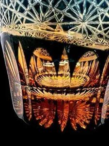 切子グラス（漆技） オールドグリーン【NF28】