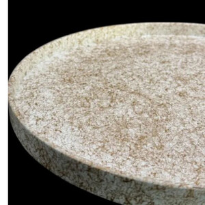 木製 丸トレイ 乱糸（マット仕上げ）純白［NF66］