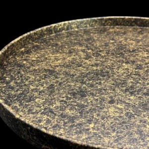 木製 丸トレイ 乱糸（マット仕上げ）漆黒［NF68］