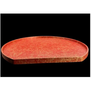 木製 半月トレイ 乱糸（マット仕上げ）本朱［NF70］