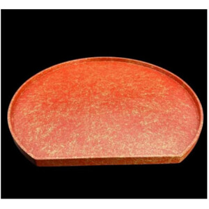 木製 半月トレイ 乱糸（マット仕上げ）本朱［NF70］