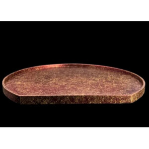 木製 半月トレイ 乱糸（マット仕上げ）赤溜［NF71］