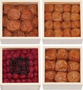 高級南高梅食べ比べ4種計1kg入 紀州塗箱 網代模様仕上 【SW91】