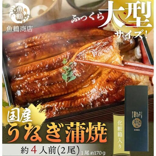 大型サイズ　ふっくら柔らか　国産うなぎ蒲焼き　2尾　化粧箱入［春土用の丑の日のうなぎ］［～4月21日までにお届け］［UT05］