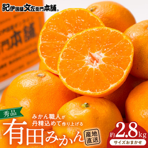 V7439_【2026年先行予約】ブランド有田みかん 秀品 約2.8kg【サイズおまかせ】/ 産地直送 / 薄皮で甘い美味しい和歌山県産 / 紀伊国屋文左衛門本舗
