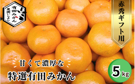有田 みかん 特選 赤秀 5kg 【 創業120年 農家直送 】 / 温州みかん 有田みかん 甘い ギフト 贈答 高級 和歌山 柑橘 ※2026年11月中旬～2027年1月下旬に順次発送  【isy004-gif-5B】