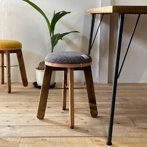 ハイスツール 【ネイビー&グレーチェック×ブラウン】HARRIS TWEED(ハリスツイード)家具