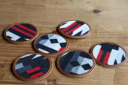 本革レザーコースターxPENDLETON 【RioRancho Black】2個セット