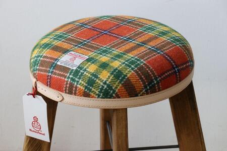ハイスツール 【オレンジ&グリーンチェック】HARRIS TWEED(ハリスツイード)家具