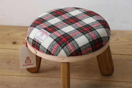 まぁるいスツール【イタリアンチェック】 子供 椅子イスキッズ HARRIS TWEED(ハリスツイード)家具