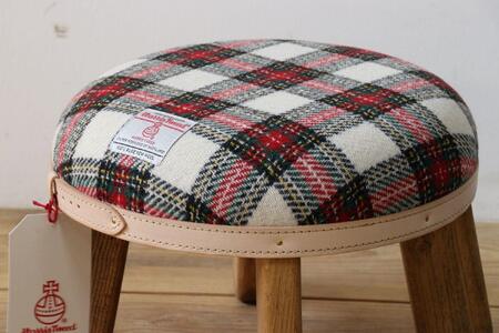 まぁるいスツール【イタリアンチェック】 子供 椅子イスキッズ HARRIS TWEED(ハリスツイード)家具