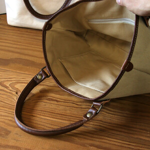 【キナリ】MT-03 帆布×革 クラシカルな雰囲気のミニトートバッグ