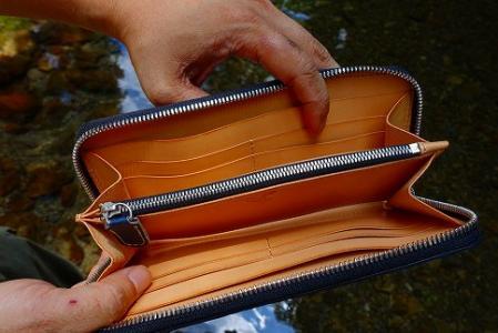 【職人手縫い】和歌山日本鹿革長財布 漆黒(黒色)