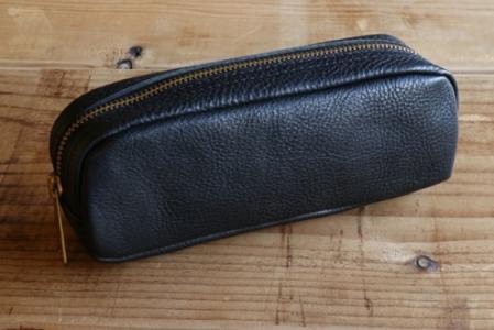 イタリアンレザーペンケース(筆箱) 【ブラック】