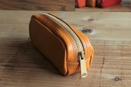 イタリアンレザーペンケース(筆箱) 【イエロー】