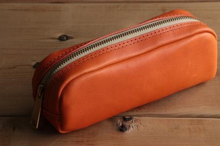 イタリアンレザーペンケース（筆箱） 【オレンジ】