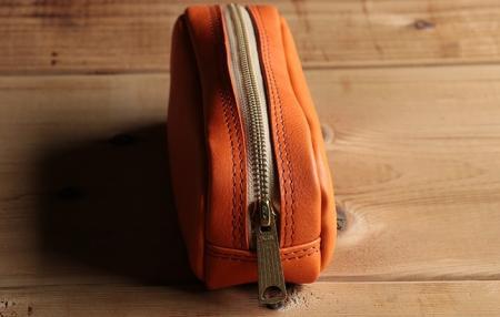 イタリアンレザーペンケース（筆箱） 【オレンジ】