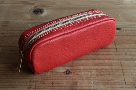 イタリアンレザーペンケース(筆箱) 【レッド】
