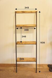 アイアン壁掛けシェルフ　アイアン部分：艶消し黒　ラダー（階段型）ナチュラルアンティークスタイル