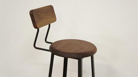 アイアンカウンターチェア(SEAT300)木材：ブラックウォルナット材×フレーム：2液ウレタン塗装　艶消しクリア アンティーク風インダストリアル