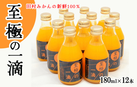 【無添加】田村みかんの新鮮100％ジュース「至極の一滴」180ml×12本入り