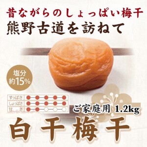 紀州南高梅 白干梅干し 1.2kg ご家庭用 【US18】【uts025】