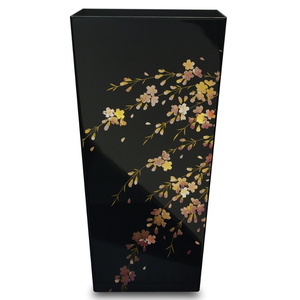 蒔絵調 ダストボックス L角 9.5L 桜ブラック タツクラフト 【Tk143】【ttcf022】