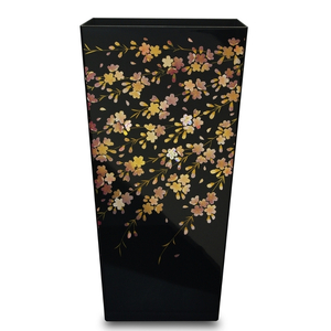 蒔絵調 ダストボックス L角 9.5L 桜ブラック タツクラフト 【Tk143】【ttcf022】