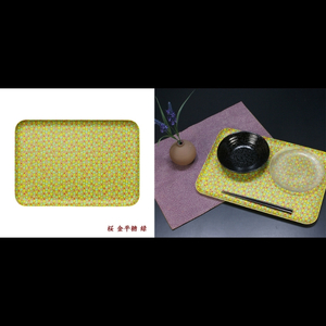 タツクラフト 友禅和紙トレー L 39cm 2枚セット 桜 金平糖 緑 【Tk325】【ttcf134】