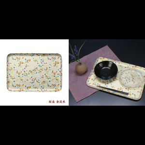 タツクラフト 友禅和紙トレー L 39cm 2枚セット 桜扇 金流水 【Tk326】【ttcf135】