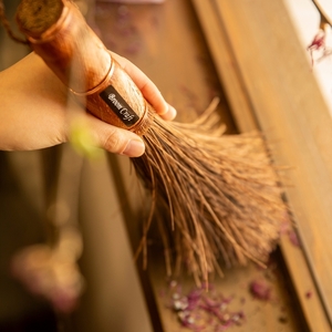 国産シダ手箒　柿渋はりみチリトリセット【fkms006】