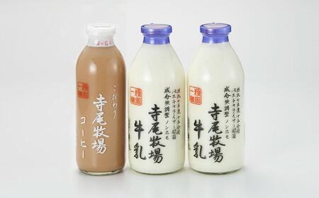 寺尾牧場のこだわり濃厚牛乳（ノンホモ牛乳）2本とコーヒー1本の合計3本セット［TM157］