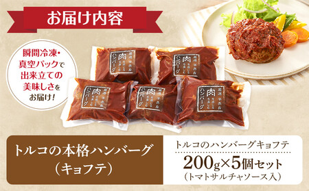 牛100％使用 トルコの本格ハンバーグ 200g×5個セット 肉料理 温めるだけ 惣菜 お手軽 簡単 ギフト 贈り物 ホームパーティー