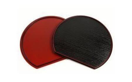 業務用セット 半月盆 約39cm 尺三 50枚組 滑り止め加工 紀州漆器 開業 ホテル 旅館 お盆 トレー トレイ たくさん ランチョンマット［YS2］