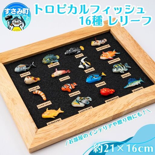 トロピカルフィッシュ16種　レリーフ  /  魚 さかな フィッシュ 釣り 海 うみ クマノミ 海水魚 海の生き物 鍵 かぎ 家 車 自転車 かわいい お土産 雑貨 思い出 プレゼント ギフト すさみ 【mac008A】