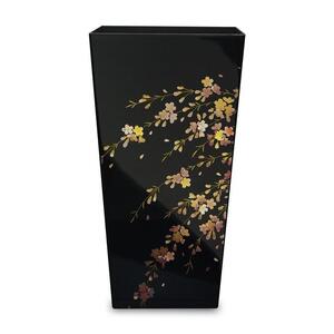 蒔絵調 ダストボックス L角 9.5L 桜ブラック タツクラフト 【Tk143】