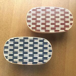 紀州漆器 曲げわっぱ 弁当箱 矢羽 青 朱 2個セット（九州国産日田杉）［YS95］