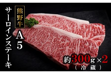 特選熊野牛Ａ５サーロインステーキ300g×2（冷蔵）