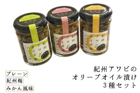 紀州アワビのオリーブオイル漬け プレーン 紀州梅 みかん 3種セット 100g 3個 Riz303 和歌山県太地町 ふるさと納税サイト ふるなび