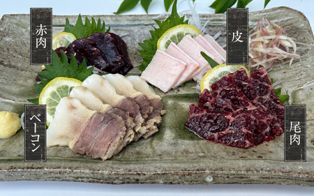 鯨肉セット （尾肉100g×1・赤肉150g×3・皮100g×1・ベーコン100g×1）／刺身 クジラ くじら クジラ肉 くじら肉【tgk102】 |  和歌山県太地町 | ふるさと納税サイト「ふるなび」