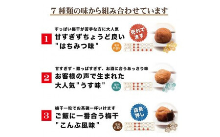 【ご家庭用】最高級紀州南高梅・大粒 食べ比べセット 1.4kg（700g×2種）　（はちみつ・しそ風味）【inm800-1B】