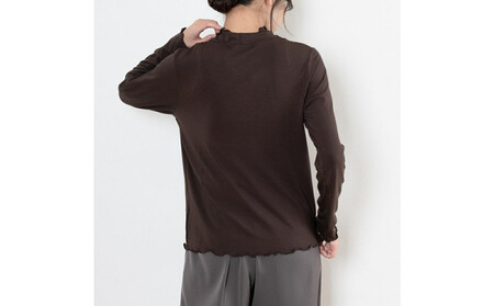 レディースハイネックカットソー 長袖 ブラウン L