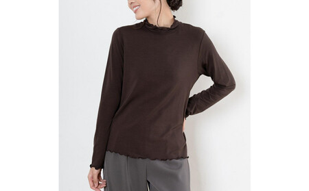 レディースハイネックカットソー 長袖 ブラウン L