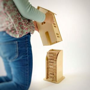キノバランスハウス2 木製【おうち型の収納木箱付】足芝建築株式会社 ジェンガ 積み木 ドミノ