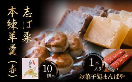 志ば栗と本練羊羹（赤）セット 栗 和菓子 ようかん 羊羹 小豆 スーイツ セット