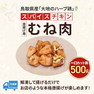【鳥取県産 大地のハーブ鶏】 スパイスチキン 唐揚げ 500g KC232 むね肉 鶏肉 チキン