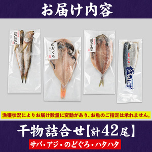 前浜干物セットC(計42尾) 国産 魚介 海鮮 海の幸 鯖 さば サバ フィーレ 鯵 あじ アジ のどぐろ ハタハタ 一夜干し 干物 干し物 地魚 冷凍 魚 塩サバ あじの開き 焼き魚 詰合わせ セット ギフト 贈答 【sm-AH001・sm-AH002】【大海】